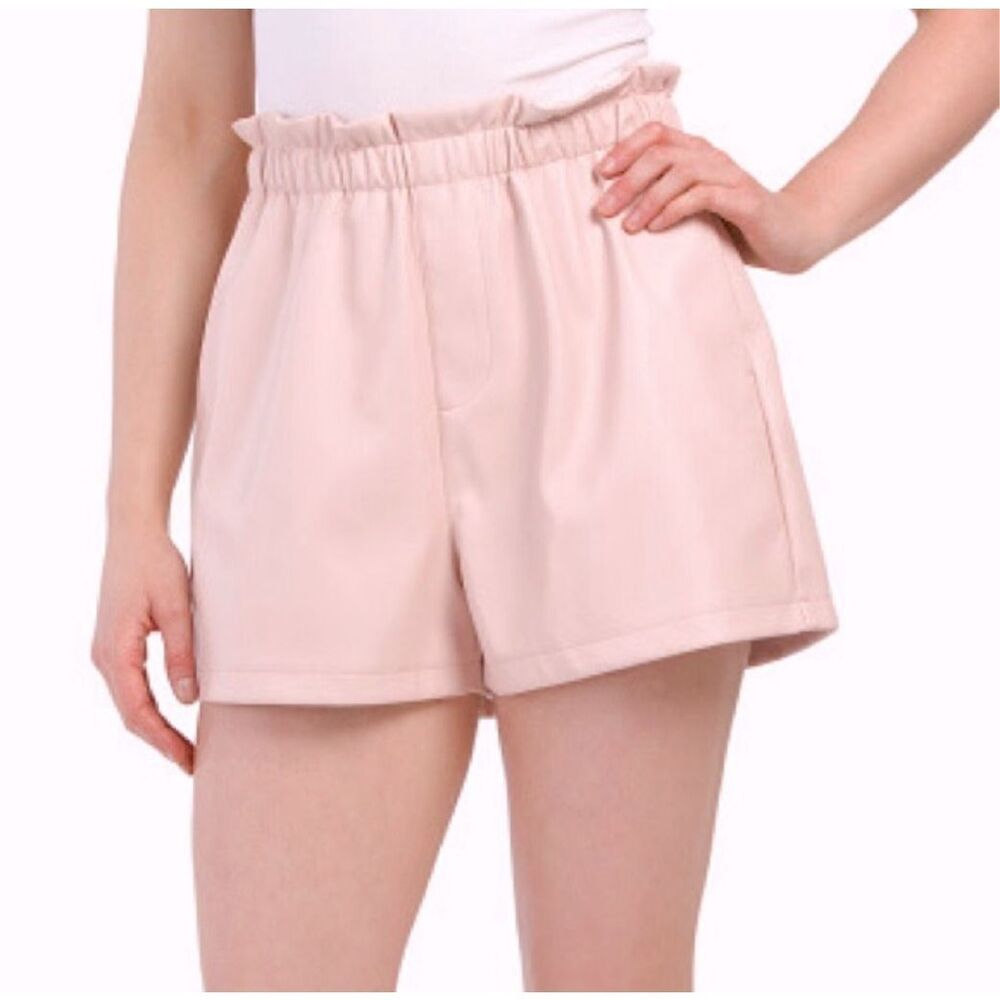 Steve Madden Womens High Rise Elastic‎ Waist Faux Leather Short Pink Medium NWT